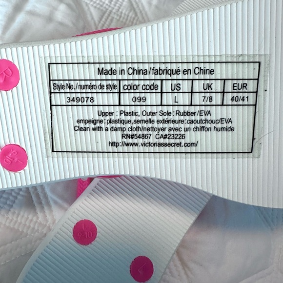 Victoria Secret Flip Flops Sandals Lg 8/9 Striped Pink New - Picture 8 of 10